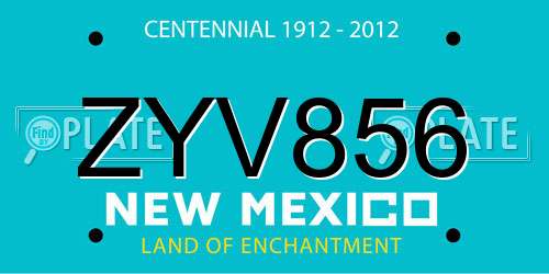 ZYV856 New Mexico License Plate