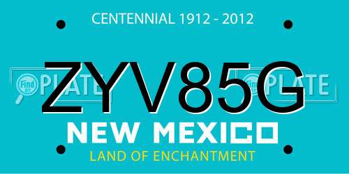 ZYV85G New Mexico License Plate