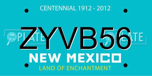 ZYVB56 New Mexico License Plate