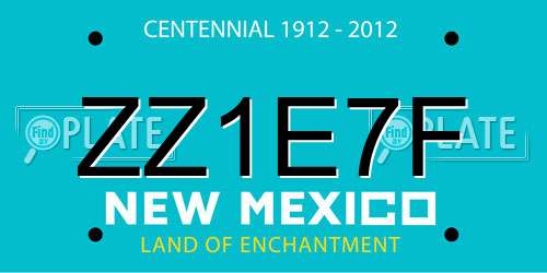 ZZ1E7F New Mexico License Plate