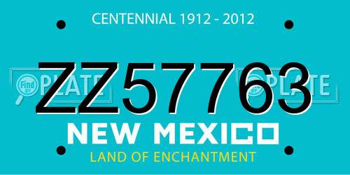 ZZ57763 New Mexico License Plate