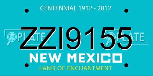 ZZI9155 New Mexico License Plate