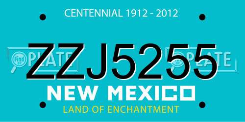 ZZJ5255 New Mexico License Plate