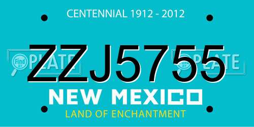 ZZJ5755 New Mexico License Plate
