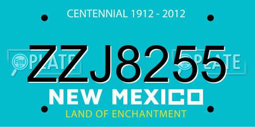 ZZJ8255 New Mexico License Plate