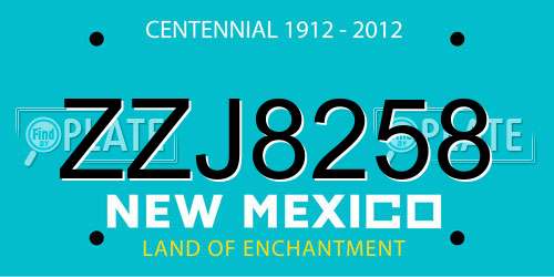 ZZJ8258 New Mexico License Plate