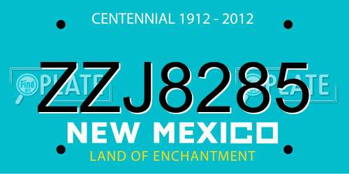 ZZJ8285 New Mexico License Plate