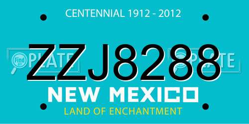 ZZJ8288 New Mexico License Plate