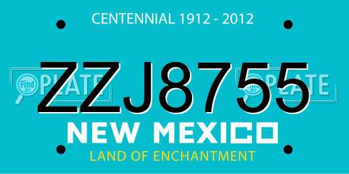 ZZJ8755 New Mexico License Plate
