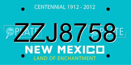ZZJ8758 New Mexico License Plate