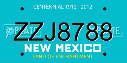 ZZJ8788 New Mexico License Plate