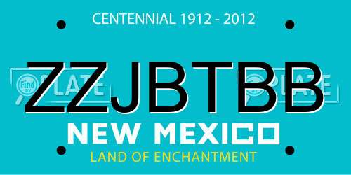 ZZJBTBB New Mexico License Plate
