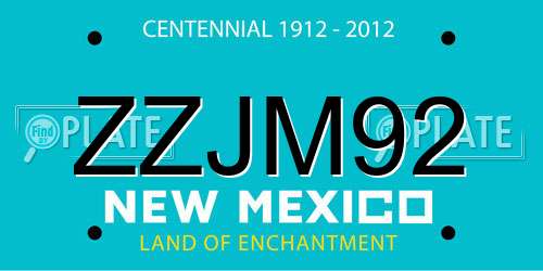ZZJM92 New Mexico License Plate