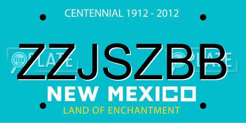 ZZJSZBB New Mexico License Plate