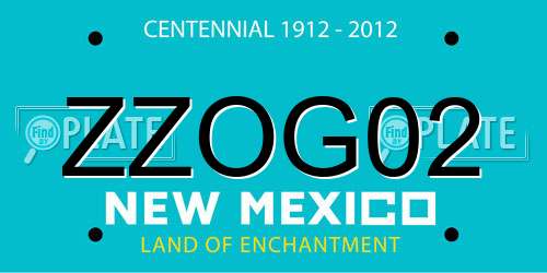 ZZOG02 New Mexico License Plate