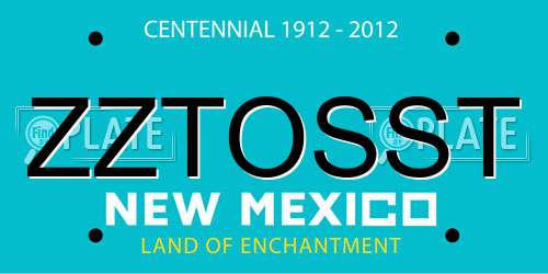 ZZTOSST New Mexico License Plate