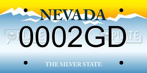 0002GD Nevada License Plate