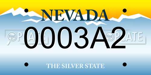 0003A2 Nevada License Plate