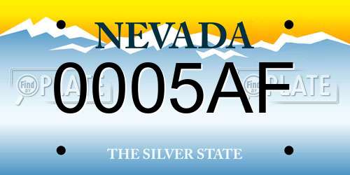 0005AF Nevada License Plate