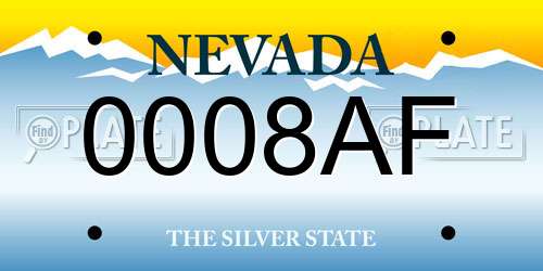 0008AF Nevada License Plate