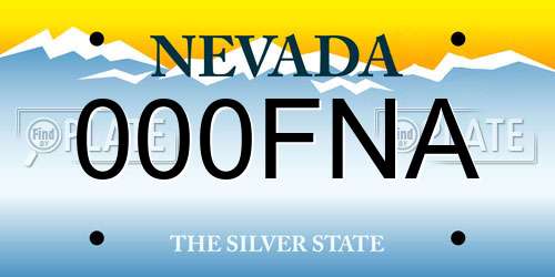 000FNA Nevada License Plate