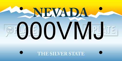 000VMJ Nevada License Plate