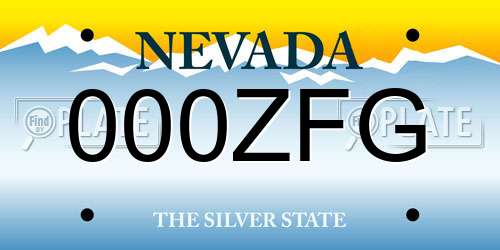 000ZFG Nevada License Plate