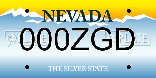 000ZGD Nevada License Plate
