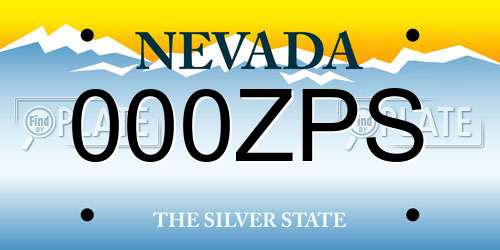 000ZPS Nevada License Plate
