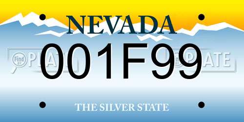 001F99 Nevada License Plate
