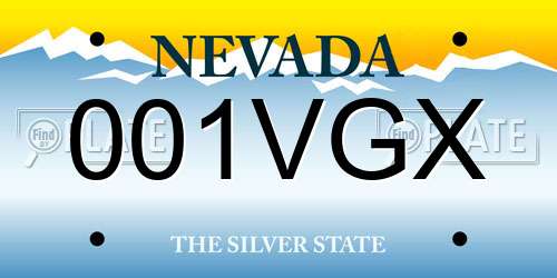 001VGX Nevada License Plate