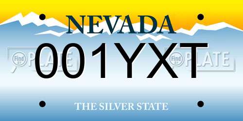001YXT Nevada License Plate