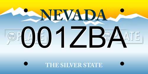 001ZBA Nevada License Plate