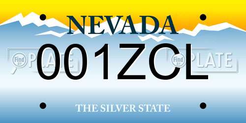 001ZCL Nevada License Plate