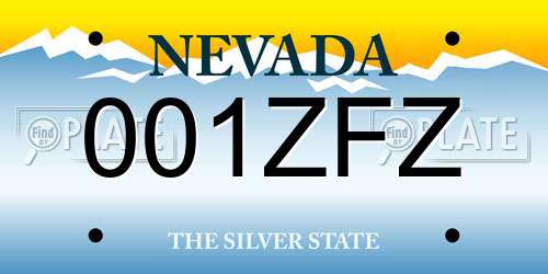 001ZFZ Nevada License Plate