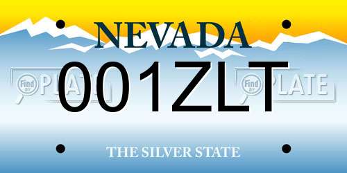 001ZLT Nevada License Plate