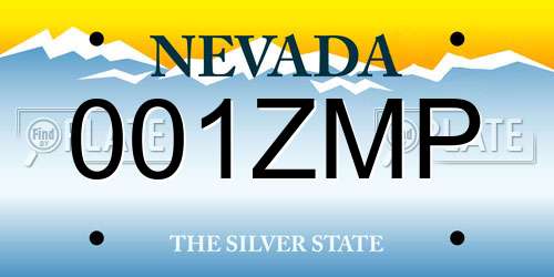 001ZMP Nevada License Plate