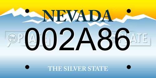 002A86 Nevada License Plate