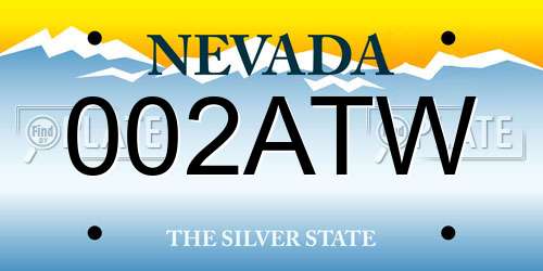 002ATW Nevada License Plate