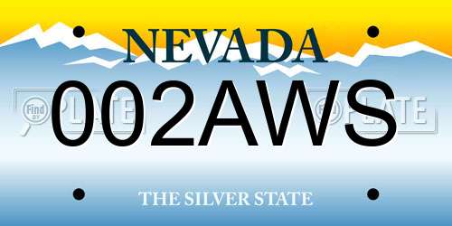002AWS Nevada License Plate