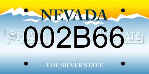 002B66 Nevada License Plate