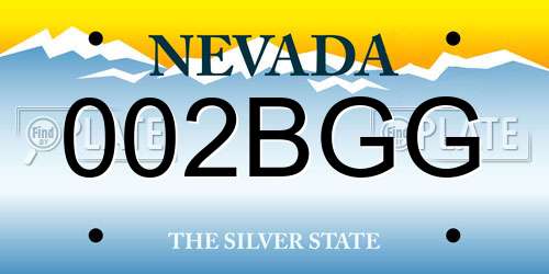 002BGG Nevada License Plate