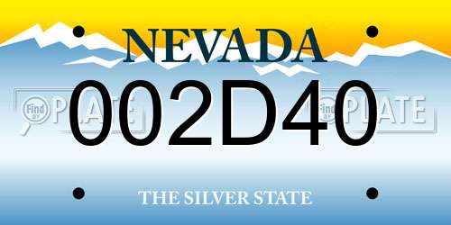 002D40 Nevada License Plate