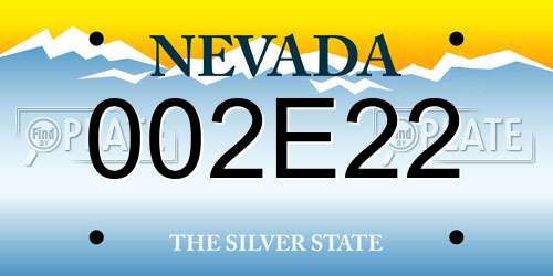 002E22 Nevada License Plate