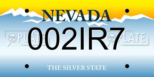 002IR7 Nevada License Plate