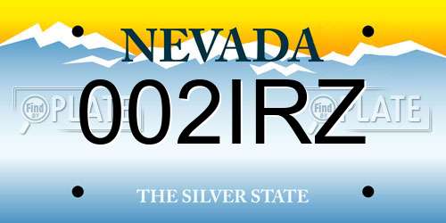 002IRZ Nevada License Plate