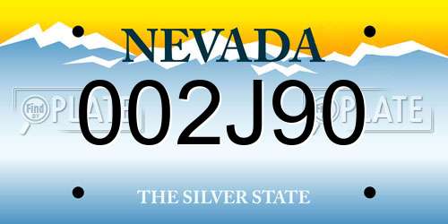 002J90 Nevada License Plate