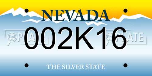 002K16 Nevada License Plate