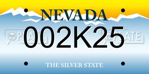 002K25 Nevada License Plate