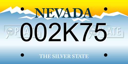 002K75 Nevada License Plate